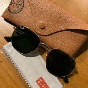 51mm Ray-Ban Hexagonal Gold Sunglasses